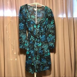 Blue floral long blouse.